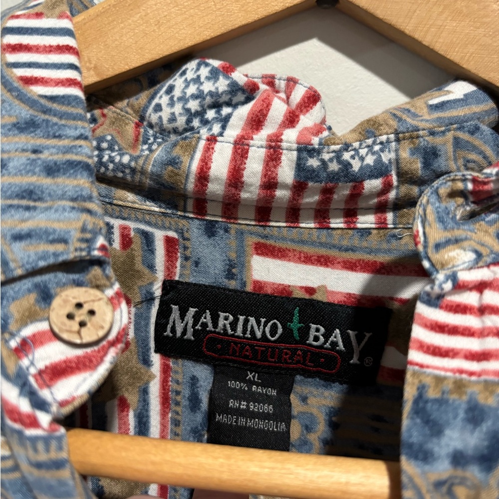 Patriotic Patterned Casual Button Down Shirt - image 2